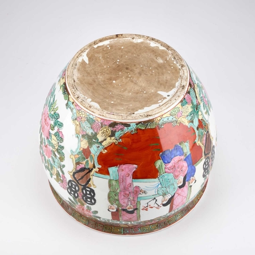 932 - A CHINESE FAMILLE ROSE FISH BOWL, FIRST HALF 20TH CENTURY typically decorated with figures and flowe... 