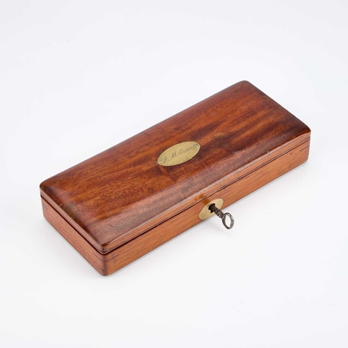 95 - A 19TH CENTURY MAHOGANY CASED SURGEONS KIT the cover with an inlaid brass cartouche engraved R.M. Cr... 