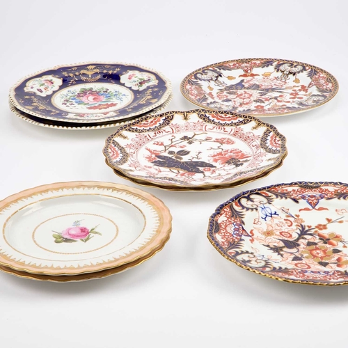 133 - EIGHT 19TH CENTURY AND LATER DERBY PLATES (8) Largest 26cm diameter