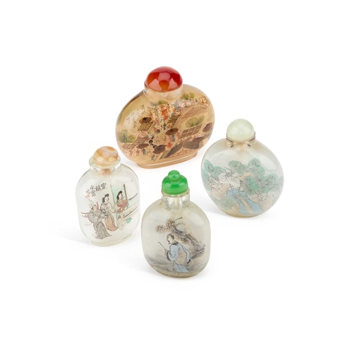 179 - FOUR CHINESE DECORATED SNUFF BOTTLES (4) Tallest 7.5cm