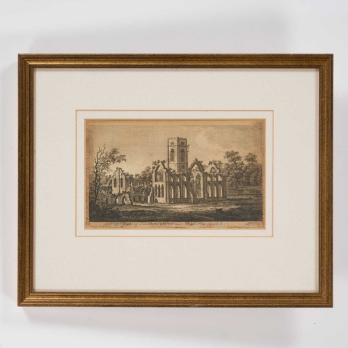 208 - EARLY 19TH CENTURY AND LATER THREE VIEWS OF YORKSHIRE, RIPON, FOUNTAINS ABBEY AND HARROGATE Prints, ... 