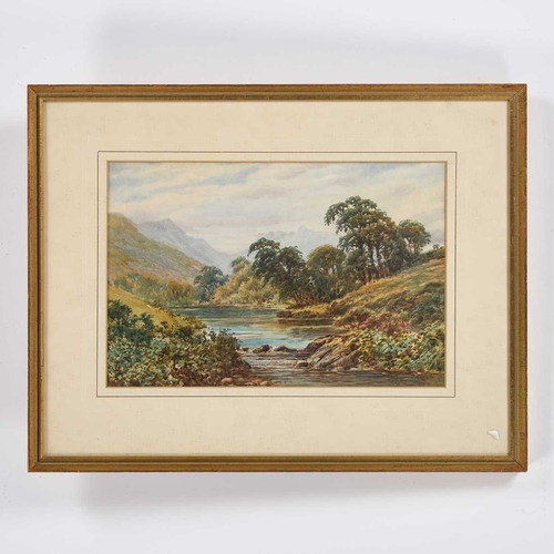 222 - JOHN WILSON HEPPLE (1886-1939) RIVER LANDSCAPE Watercolour
 (21cm x 32cm)