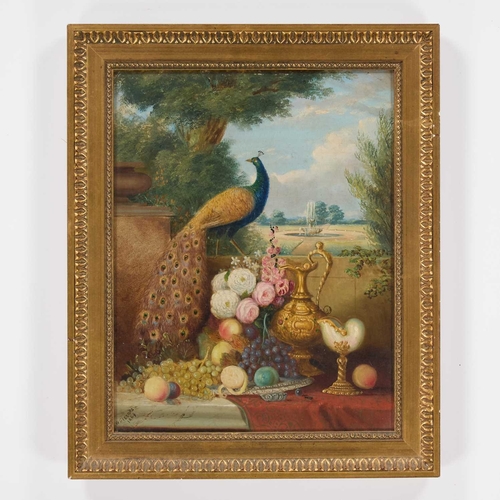 237 - W GIBBONS (19TH/20TH CENTURY) STILL LIFE INFRONT OF A GARDEN VIEW Signed and dated 1864
Oil on board... 