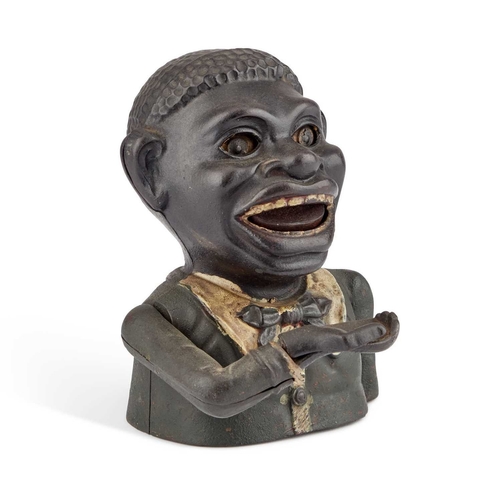 24 - A VINTAGE CAST IRON 'JOLLY' MECHANICAL NOVELTY MONEY BANK, 16cm highFunctions correctly. Surface wea... 