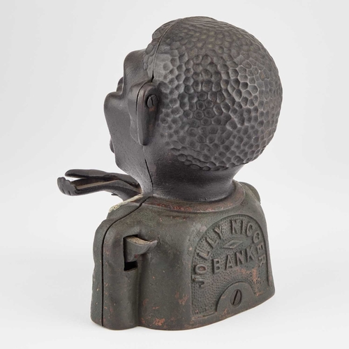 24 - A VINTAGE CAST IRON 'JOLLY' MECHANICAL NOVELTY MONEY BANK, 16cm highFunctions correctly. Surface wea... 