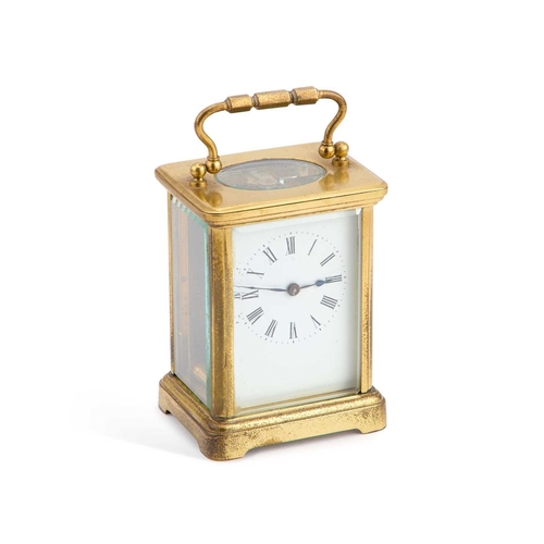 262 - A BRASS-CASED CARRIAGE CLOCK, EARLY 20TH CENTURY 11cm high excl. handle