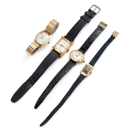 68 - FOUR GOLD PLATED WRIST WATCHES (4)