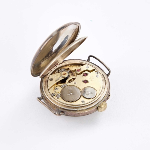 70 - A SILVER CASED TRENCH STYLE WATCH HEAD the movement stamped S&CO. 34mm diameter