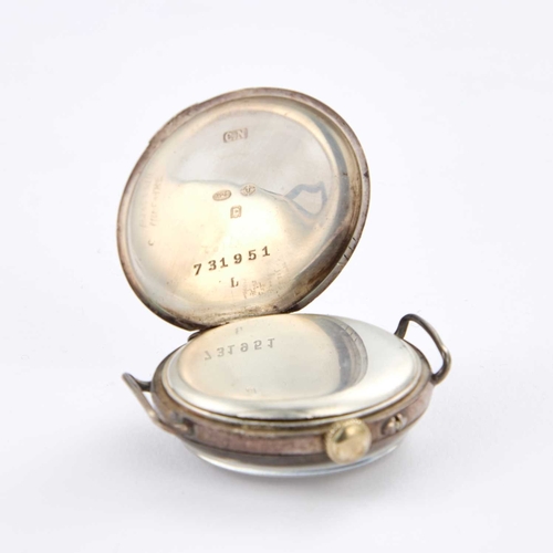 70 - A SILVER CASED TRENCH STYLE WATCH HEAD the movement stamped S&CO. 34mm diameter