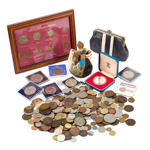 89 - A COLLECTION OF COINS including a silver proof The Queens Jubilee Crown; a framed The Pre-Decimal Co... 