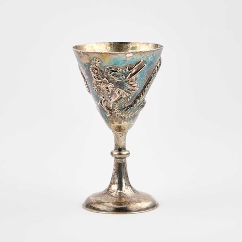 168 - A SET OF SIX SMALL CHINESE SILVER GOBLETS each stamped WK90 and with an artisan mark, early 20th Cen... 