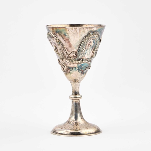 168 - A SET OF SIX SMALL CHINESE SILVER GOBLETS each stamped WK90 and with an artisan mark, early 20th Cen... 