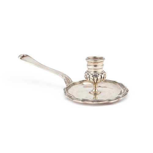 182 - A MID-18TH CENTURY FRENCH SILVER CHAMBERSTICK Paris, 1762-1768, maker GJ (over) G, the shaped circul... 