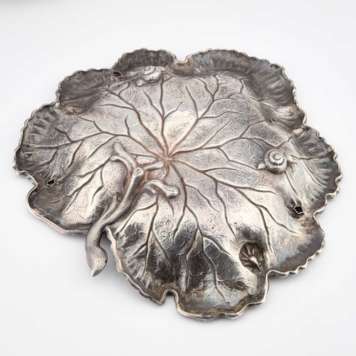 280 - A PAIR OF GEORGE IV SILVER NATURALISTIC DISHES by Robert Gainsford, Sheffield 1828, each in the form... 