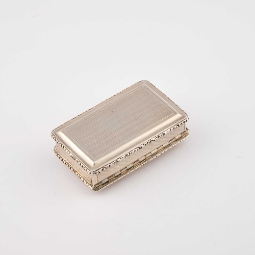 295 - A VICTORIAN SILVER SNUFF BOX by Edward Smith, Birmingham 1839, rectangular, engine-turned between mo... 