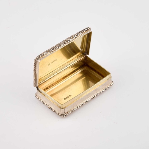 295 - A VICTORIAN SILVER SNUFF BOX by Edward Smith, Birmingham 1839, rectangular, engine-turned between mo... 