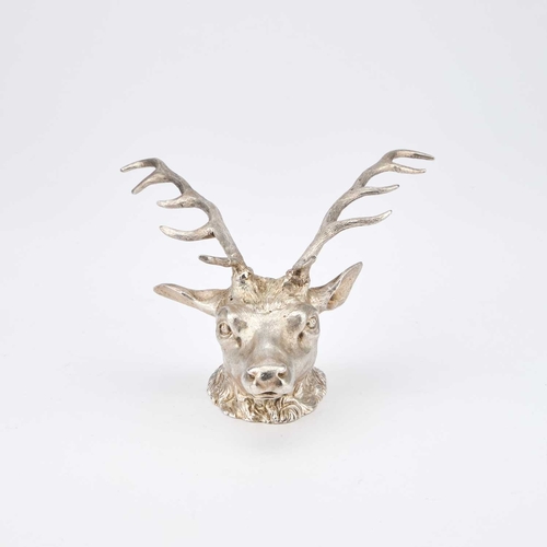 298 - A VICTORIAN SILVER STIRRUP CUP by Thomas Stapleton, London 1892, modelled as a stag's head, with ant... 