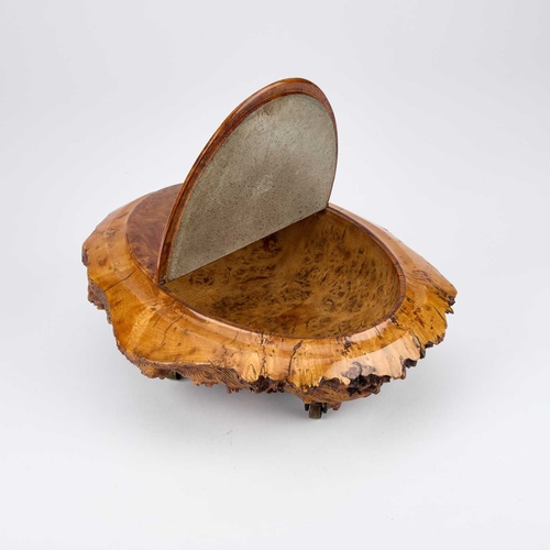 783 - MASONIC INTEREST: A LARGE SCOTTISH BURR ELM AND OAK TABLE SNUFF BOX BY SMITH OF MAUCHLINE of near ov... 