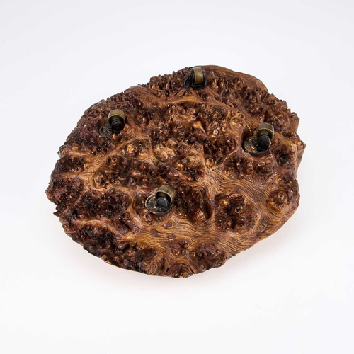 783 - MASONIC INTEREST: A LARGE SCOTTISH BURR ELM AND OAK TABLE SNUFF BOX BY SMITH OF MAUCHLINE of near ov... 