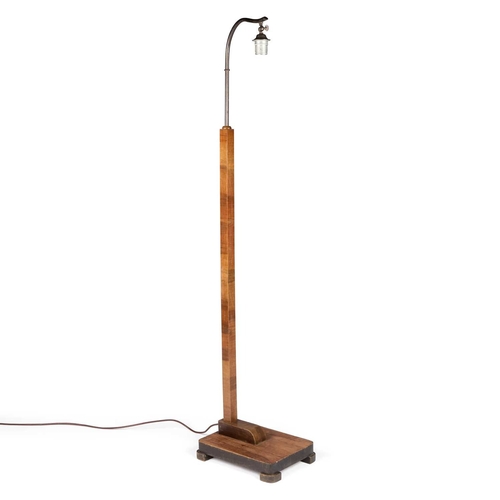 787 - A VINTAGE TEMDE STANDARD LAMP with square-section stem and rectangular base. 139cm high