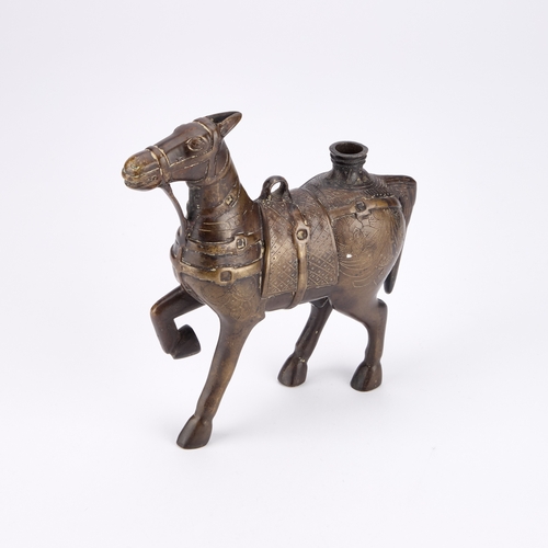 171 - AN INDIAN BRONZE MODEL OF A HORSE, 17TH/ 18TH CENTURY with engraved decoration. 19.5cm high