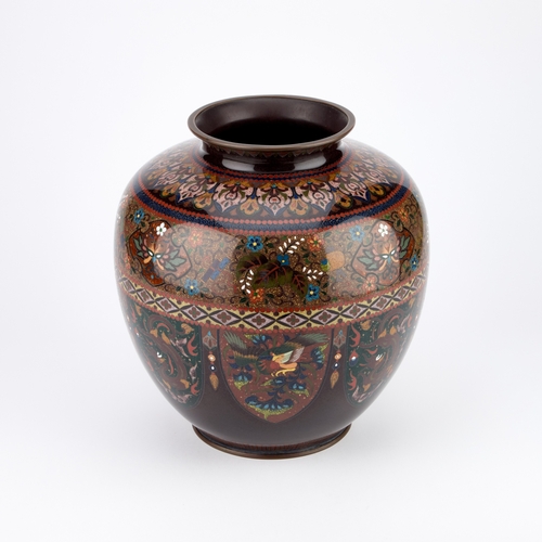 189 - A LARGE JAPANESE CLOISONNÉ ENAMEL VASE ANDO WORKSHOP Meiji period (1868-1912), decorated with a phoe... 