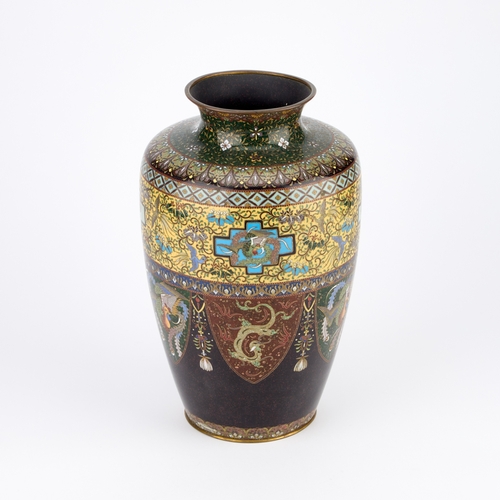 206 - A JAPANESE CLOISONNÉ ENAMEL VASE INABA COMPANY Meiji period (1868-1912), the shouldered baluster vas... 