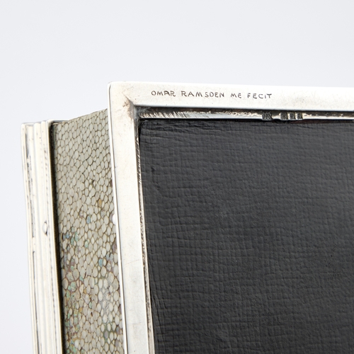 266 - AN ARTS AND CRAFTS SILVER-MOUNTED SHAGREEN CIGARETTE BOX by Omar Ramsden, London 1929, the rectangul... 