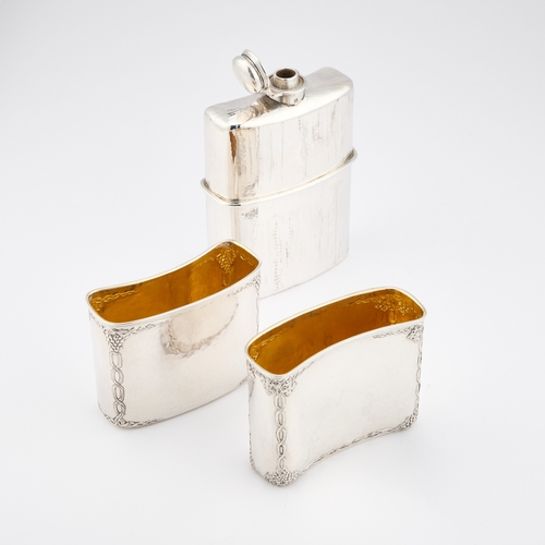 269 - A LARGE ARTS AND CRAFTS SILVER SPIRIT FLASK by Omar Ramsden, London 1924, rectangular, shaped for th... 