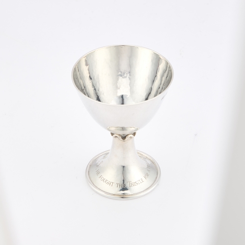 276 - AN ARTS AND CRAFTS SILVER GOBLET by Omar Ramsden, London 1935, with rounded circular bowl raised on ... 