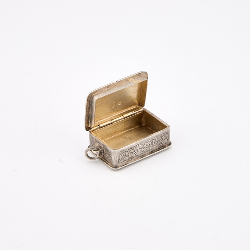 290 - A MID-19TH CENTURY CHINESE SILVER SNUFF BOX stamped HCH?, with an artisan mark, rectangular, the hin... 