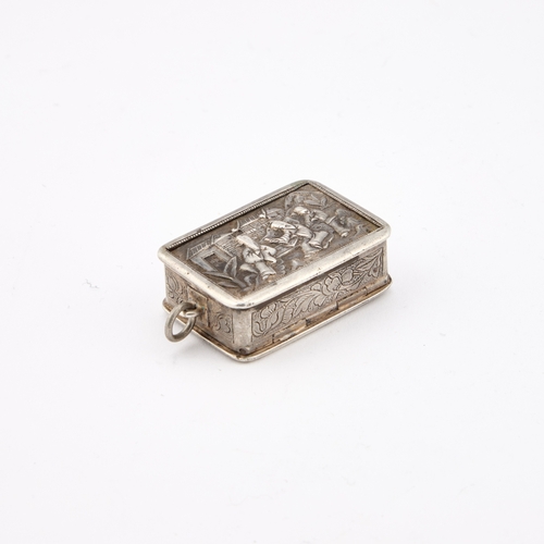 290 - A MID-19TH CENTURY CHINESE SILVER SNUFF BOX stamped HCH?, with an artisan mark, rectangular, the hin... 