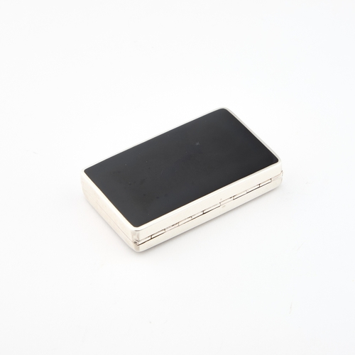 322 - A FRENCH SILVER AND ENAMEL COMPACT IN THE ART DECO TASTE rectangular, the hinged sprung cover decora... 