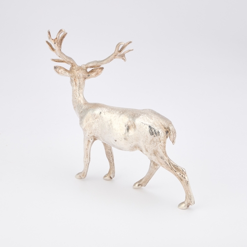 346 - AN ELIZABETH II SILVER MODEL OF A STAG by C J Vander Ltd, London 1970, realistically cast standing. ... 