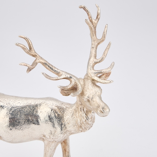 346 - AN ELIZABETH II SILVER MODEL OF A STAG by C J Vander Ltd, London 1970, realistically cast standing. ... 