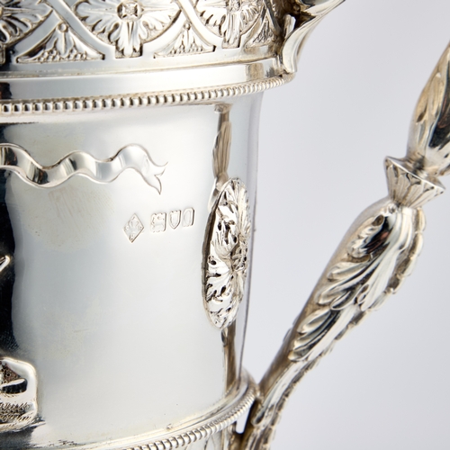 377 - AN EDWARDIAN SILVER TROPHY CUP AND COVER ON STAND by Sydney Bellamy Harman (subsequently Lambert &am... 