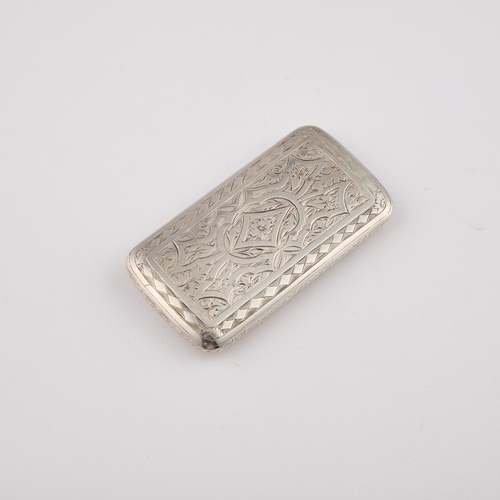 435 - A VICTORIAN SILVER SNUFF BOX by George Unite, Birmingham 1873, of rounded rectangular form, engraved... 