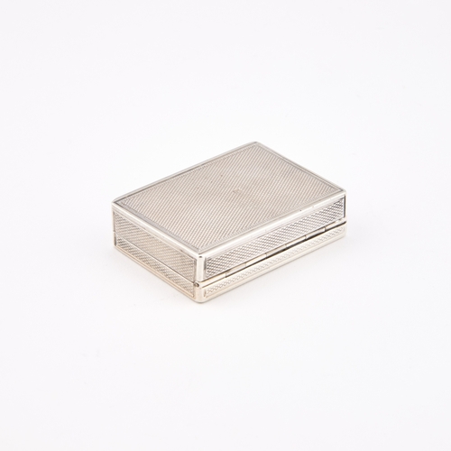 436 - A VICTORIAN SILVER VESTA BOX maker T D, London 1840, rectangular, with an engine-turned ground and e... 