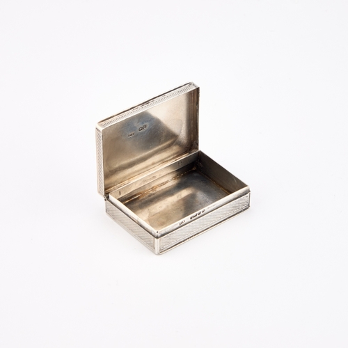 436 - A VICTORIAN SILVER VESTA BOX maker T D, London 1840, rectangular, with an engine-turned ground and e... 