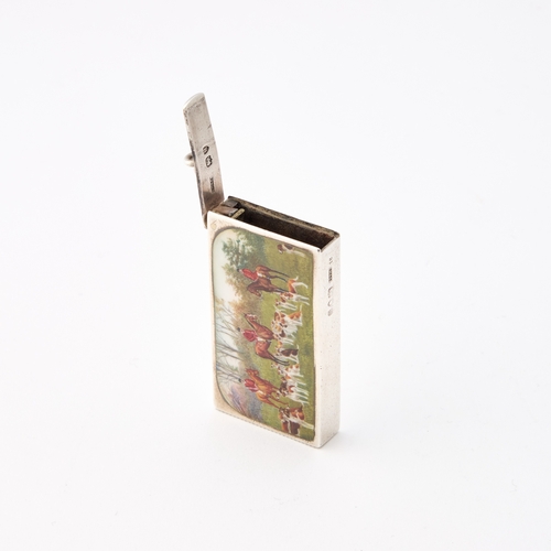 445 - A VICTORIAN SILVER AND ENAMEL VESTA CASE by Sampson Mordan & Co, London 1892, rectangular, ename... 