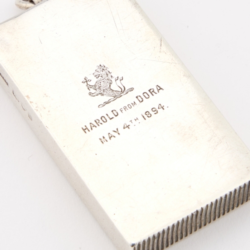 445 - A VICTORIAN SILVER AND ENAMEL VESTA CASE by Sampson Mordan & Co, London 1892, rectangular, ename... 