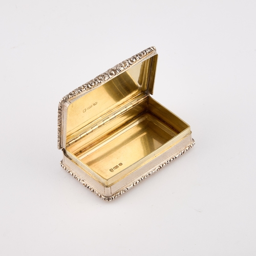 453 - A VICTORIAN SILVER SNUFF BOX by Edward Smith, Birmingham 1839, rectangular, engine-turned between mo... 