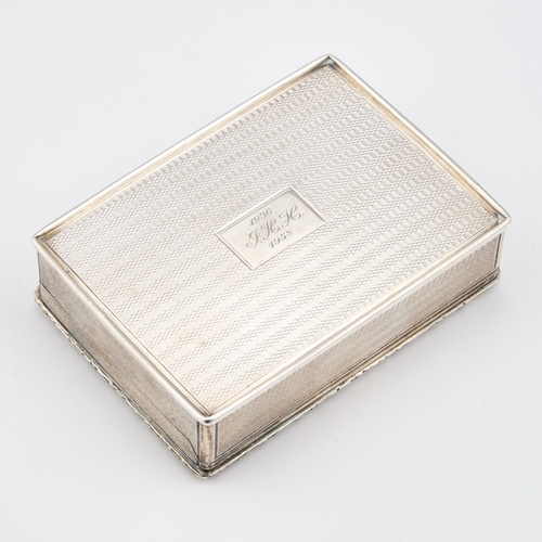 466 - A WILLIAM IV SILVER SNUFF BOX by Joseph Willmore, London 1832, rectangular, the hinged cover applied... 