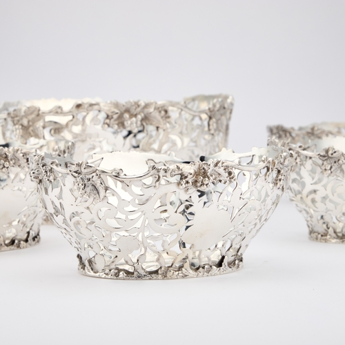 470 - A SET OF FIVE VICTORIAN SILVER TABLE BASKETS by George Nathan & Ridley Hayes, Chester 1900, shap... 