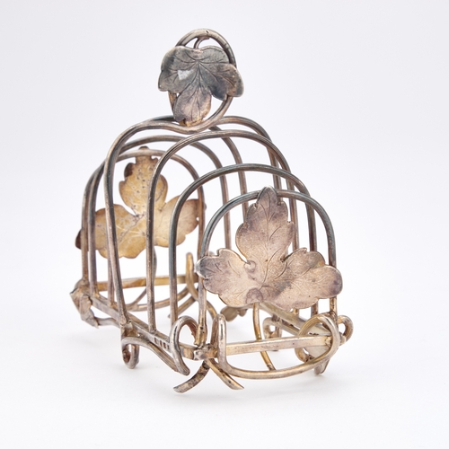 473 - A VICTORIAN SILVER NATURALISTIC TOAST RACK by John Yapp & John Woodward, Birmingham 1849, of sev... 