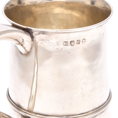 492 - A GEORGE III SILVER OVERSIZED MUG by Peter & Ann Bateman, London 1792, of tapering cylindrical f... 