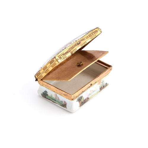 534 - A SOUTH STAFFORDSHIRE ENAMEL SNUFF BOX, CIRCA 1760-70 rectangular with waisted sides, the hinged cov... 