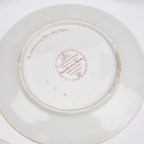 57 - A WORCESTER SALMON PINK AND GILT VERMICULAR BORDERED TOPOGRAPHICAL DESSERT SERVICE FLIGHT, BARR & BA... 