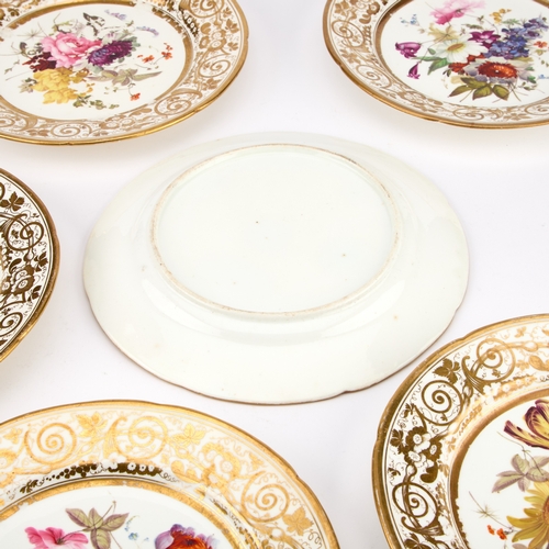 65 - A SET OF SIX COALPORT PLATES, CIRCA 1820 each centre painted with a large floral spray. (6) 22cm dia... 