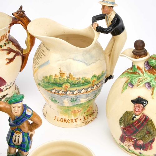 110 - A COLLECTION OF CROWN DEVON FIELDING'S POTTERY including musical jugs, tankards and flasks; together... 